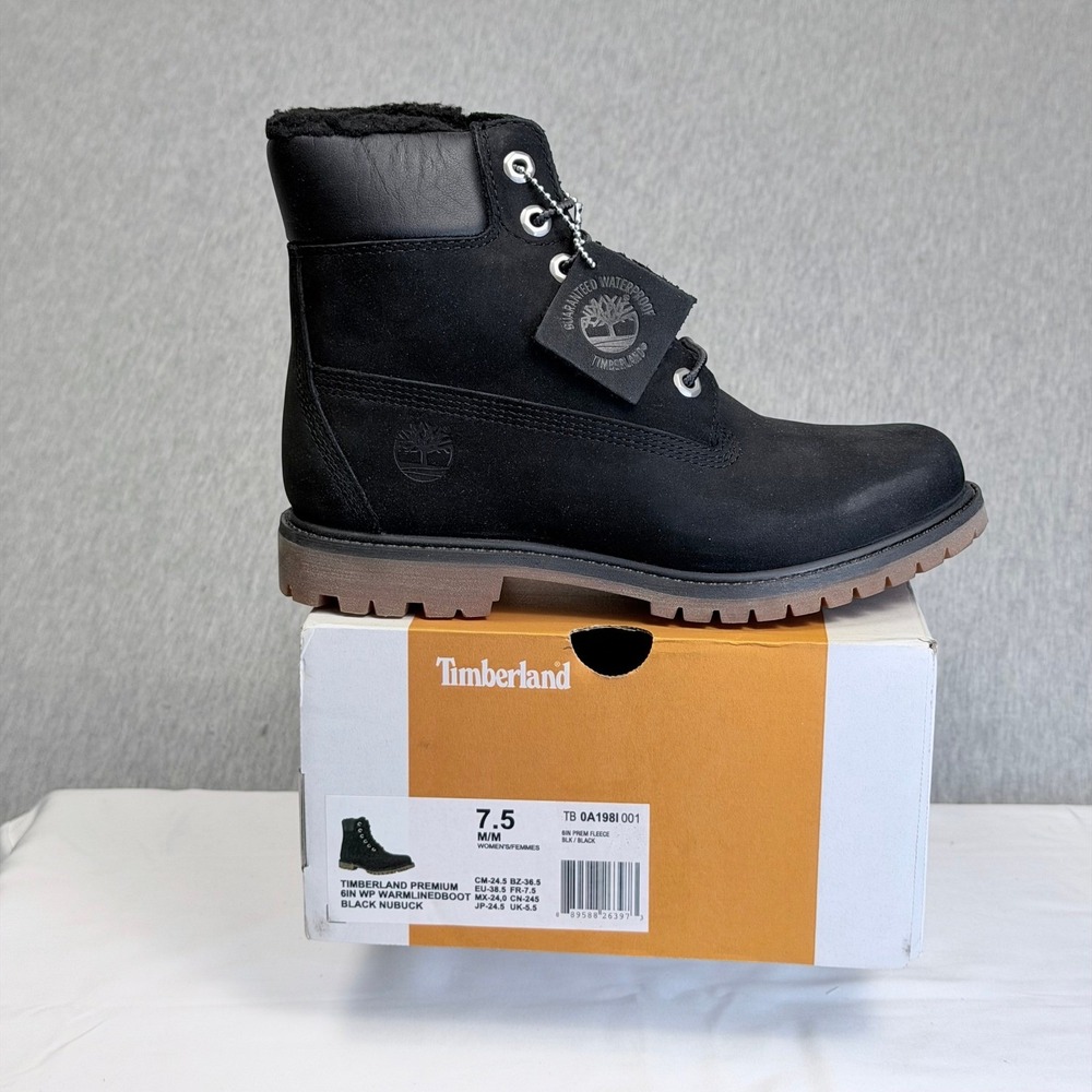 Timberland Premium 6in WP Warmlined‎ Boot Black Nubuck A198I Womens 7.5